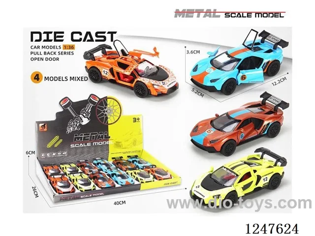 1:36 pull back alloy car 3 doors openable 12PCS W L/M