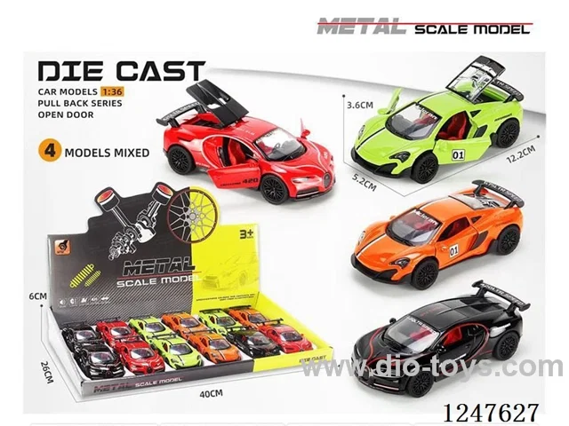 1:36 pull back alloy car 3 doors openable 12PCS