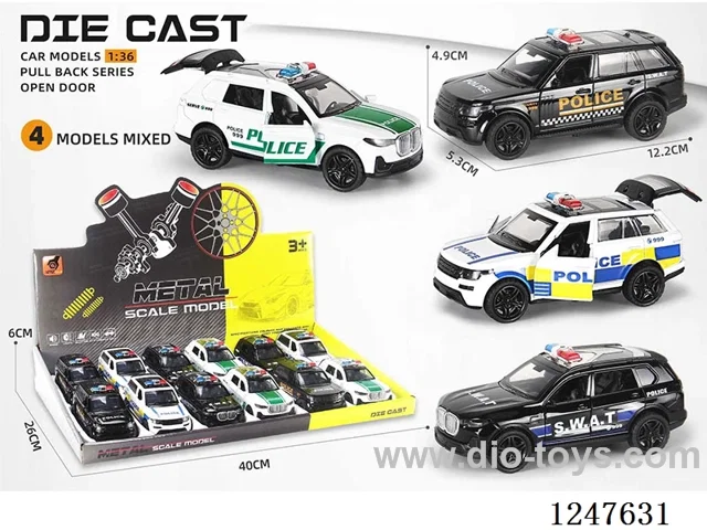 1:36 pull back alloy car 3 doors openable 12PCS