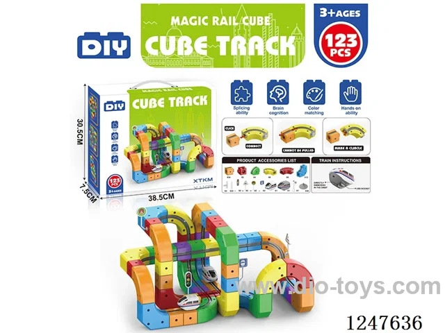 building block railway car 123PCS with 2 cars