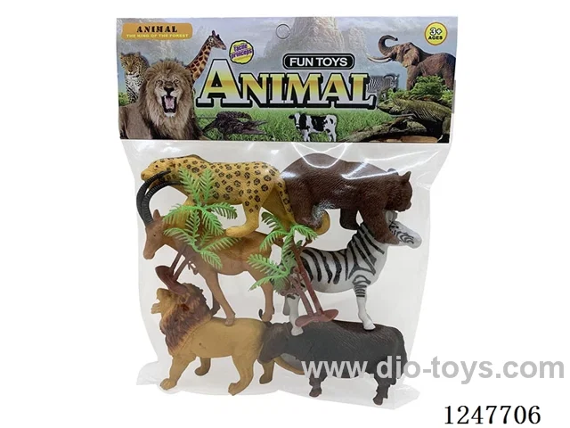 PVC soft plastic polychlorine animals (6PCS 10-12cm animals with tree)
