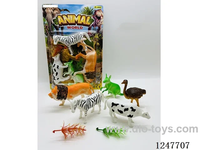 Animal set (5PCS 10- 14cm hollow wild animals with grass)
