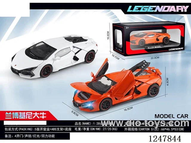 1:28 pull back alloy car W L/M 2 colors mixed