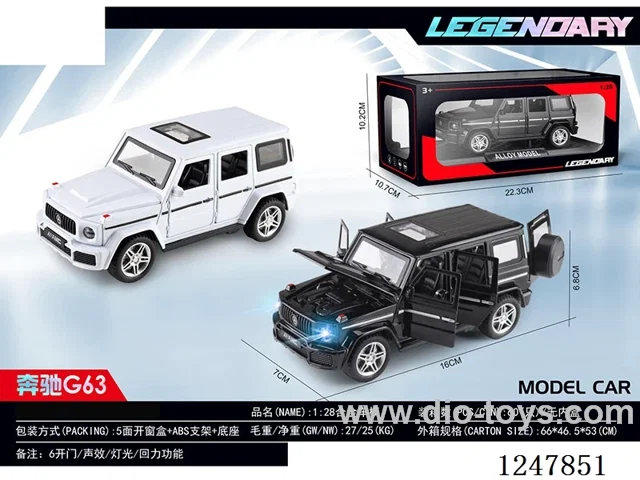 1:28 pull back alloy car W L/M 2 colors mixed