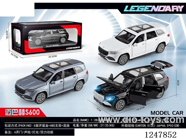 1:28 pull back alloy car W L/M 3 colors mixed