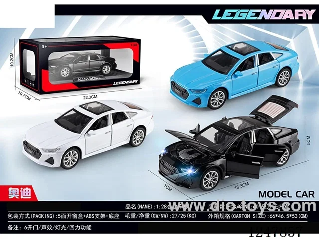 1:28 pull back alloy car W L/M 3 colors mixed