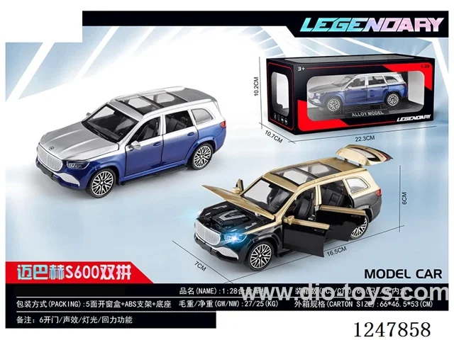1:28 pull back alloy car W L/M 2 colors mixed