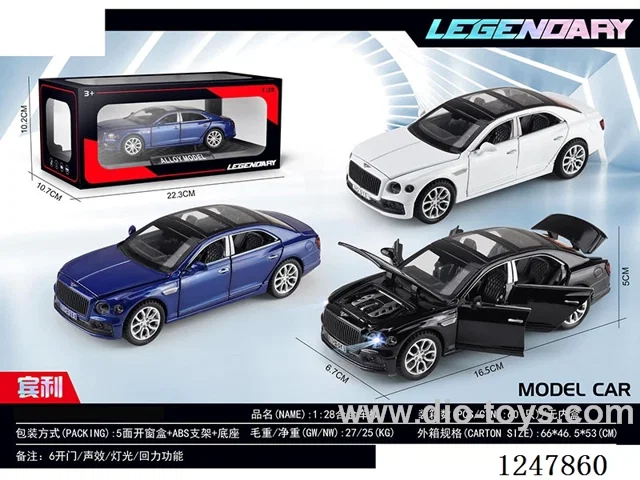 1:28 pull back alloy car W L/M 3 colors mixed