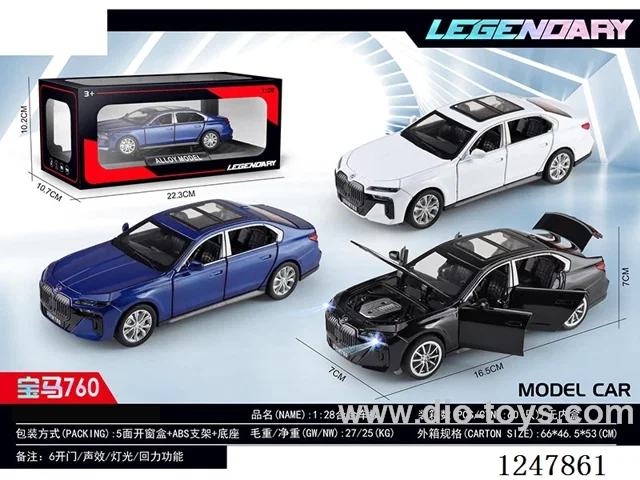 1:28 pull back alloy car W L/M 3 colors mixed