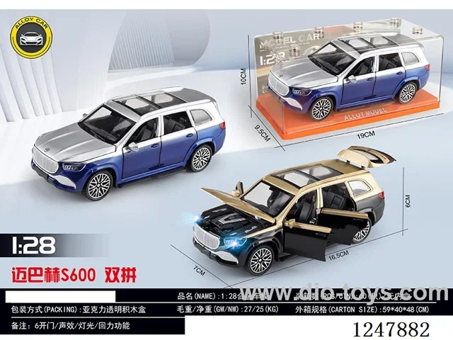 1:28 pull back alloy car W L/M 2 colors mixed included battery