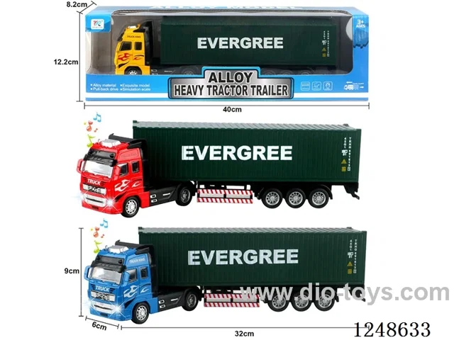 pull back half alloy Euro container truck W L/M included battery