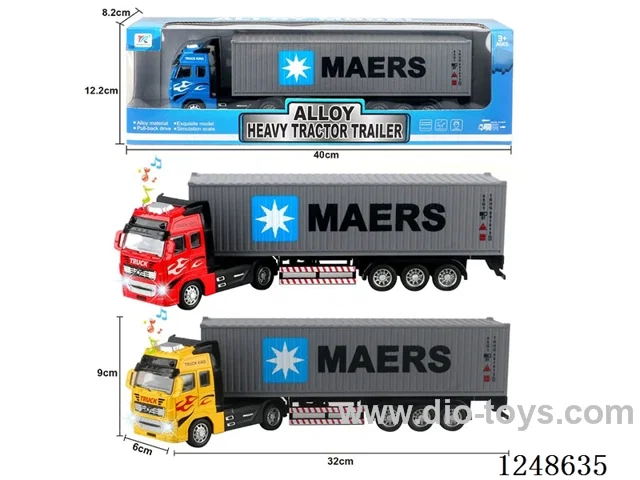 pull back half alloy Euro container truck W L/M included battery