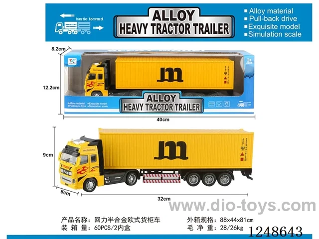 pull back half alloy euro container truck