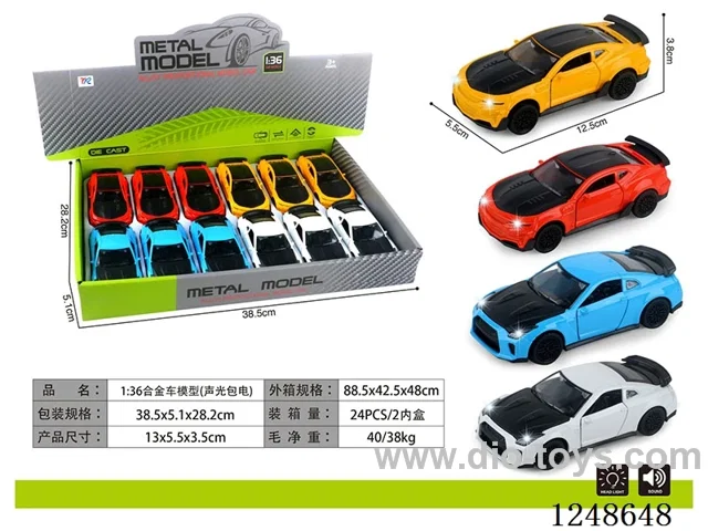 1:36 Alloy Car Model Set 12PCS W L/M included battery