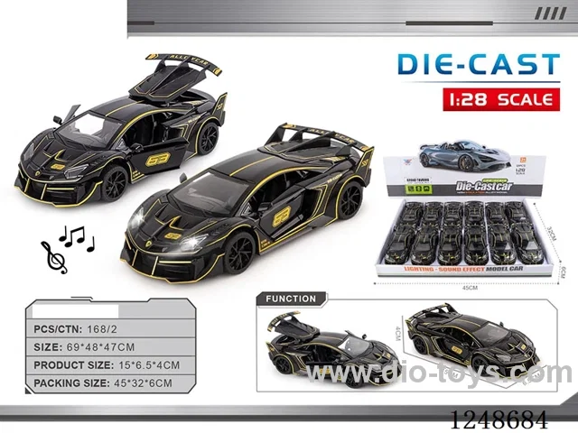 1:28 pull back alloy car W L/M included battery 12PCS