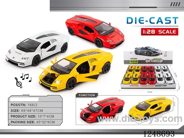 1:28 pull back alloy car W L/M included battery 12PCS