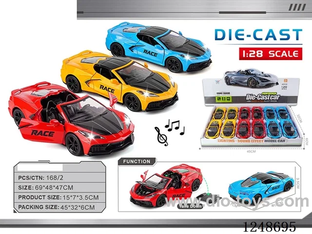 1:28 pull back alloy car W L/M included battery 12PCS