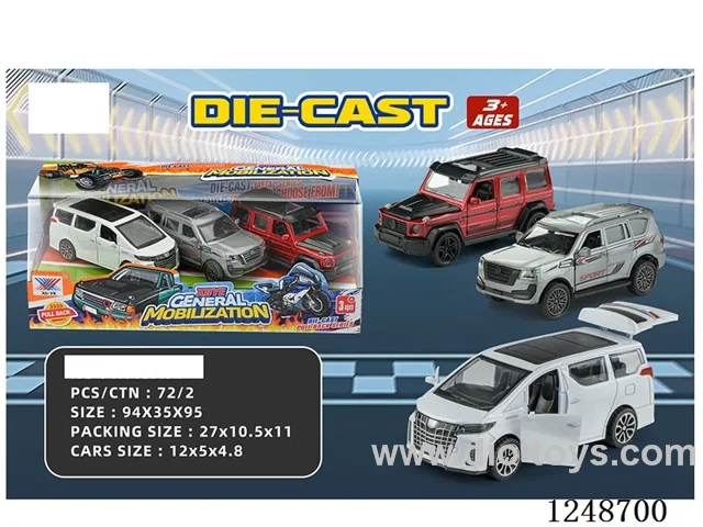 1:36 pull back alloy car 3PCS