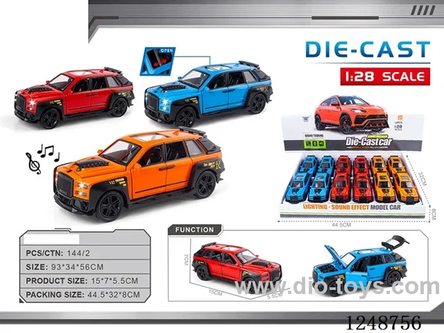 1:28 pull back alloy car W L/M included battery 12PCS