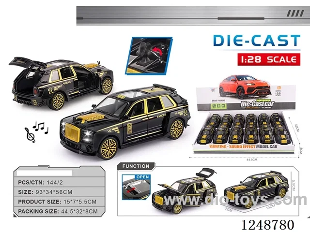 1:28 pull back alloy car W L/M included battery 12PCS