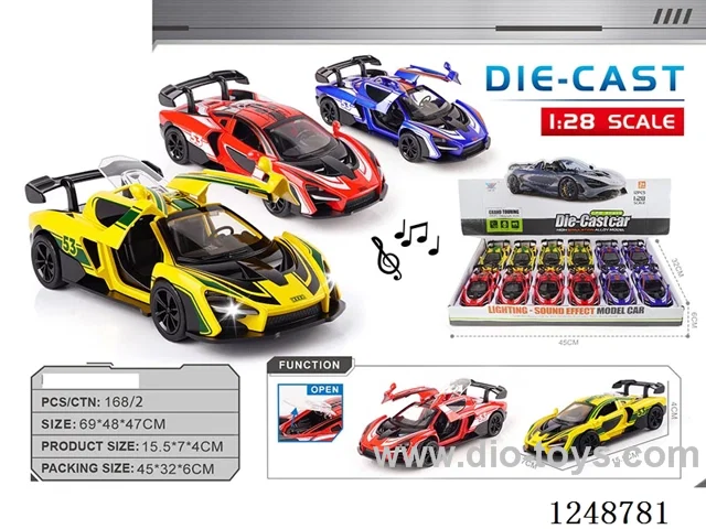 1:28 pull back alloy car W L/M included battery 12PCS