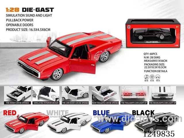 1:28 pull back alloy car W L/M 4 colors