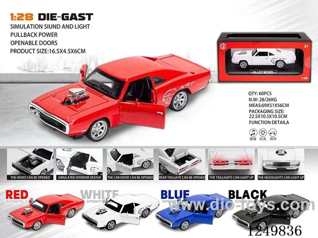 1:28 pull back alloy car W L/M 4 colors