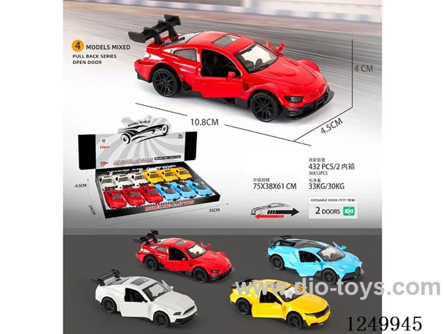 1:42 pull back alloy car 12PCS 4 mixed