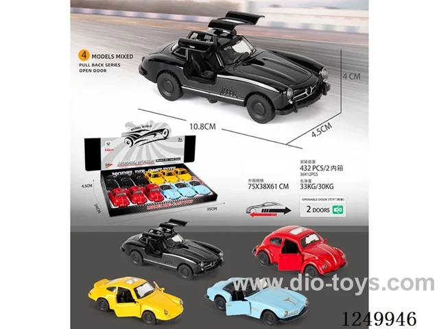 1:42 pull back alloy car 12PCS 4 mixed