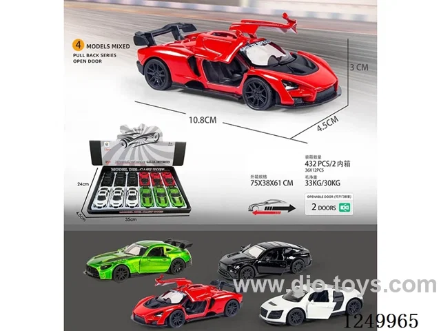 1:42 pull back alloy car 12PCS 4 mixed
