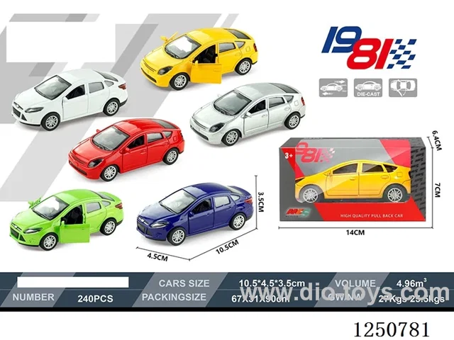 1:43 pull back alloy car 6 colors