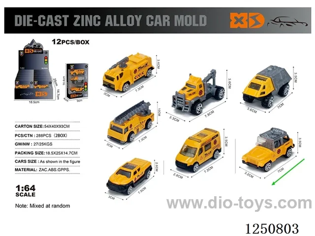 1:64 free wheel alloy engineering vehicles 3PCS*12boxes