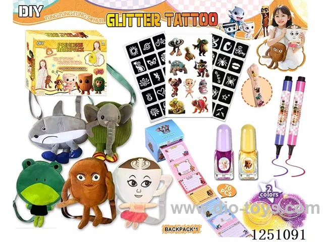Classic of Mountains and Seas Crossbody Bag DIY Tattoo Sticker Set with Nail Polish & Post-it Notes (5 Designs Assorted)