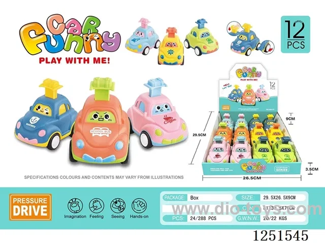 Cartoon Pressing Inertial Vehicle 12PCS