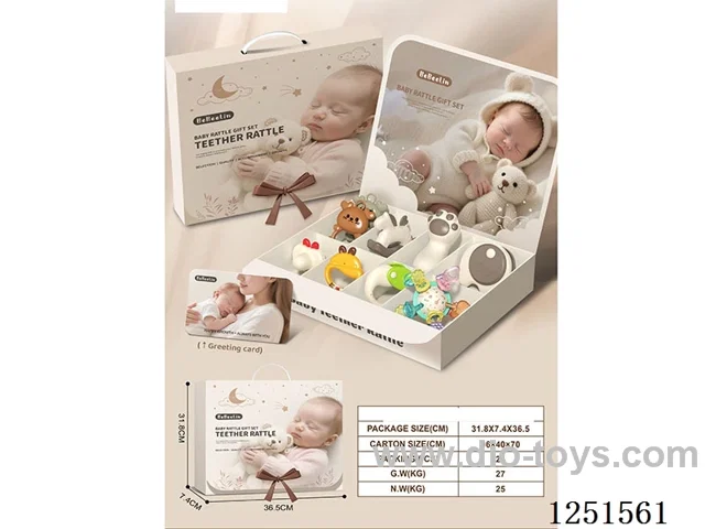 Baby Rattle Gift Set + Manhattan Balls/Hand Grip Balls + Boilable Rattles (9PCS) + Greeting Card