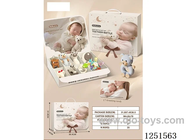 Baby Soothing Rattle Toys Gift Set + Manhattan Balls + Cloth Rattles*2 (10PCS) + Greeting Card