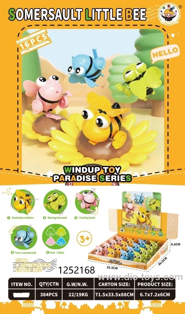 Plastic wind up flip bee toy(16pcs)  in display box