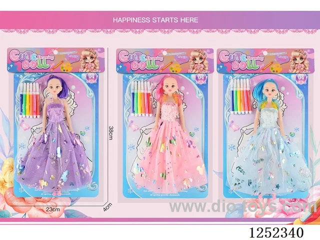 11.5 inch Barbie set 3 models + Colour Pencil Accessories