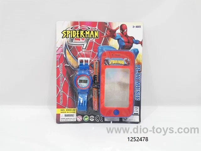 Spiderman mobilephone+watch toy in blister card