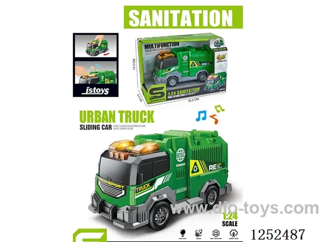1:24 small sanitation car (free wheel & lights & music)included battery