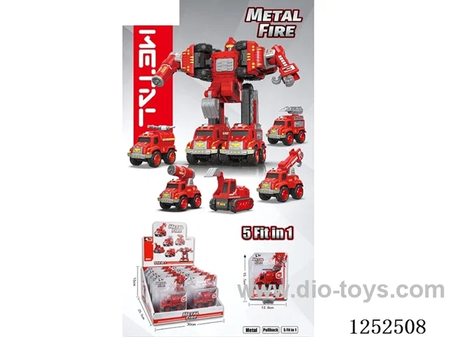 Alloy Fire Pull Back Trucks 5-in-1 Robot (10PCS)