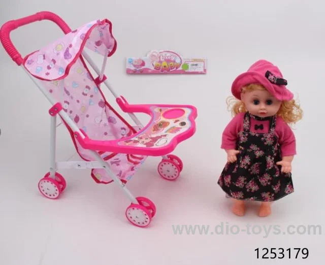 16 inch iron baby stroller with doll