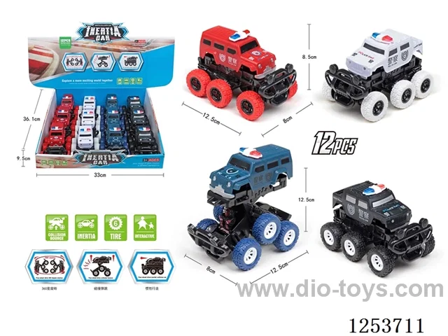 Inertial Collision Six Wheel Police Car