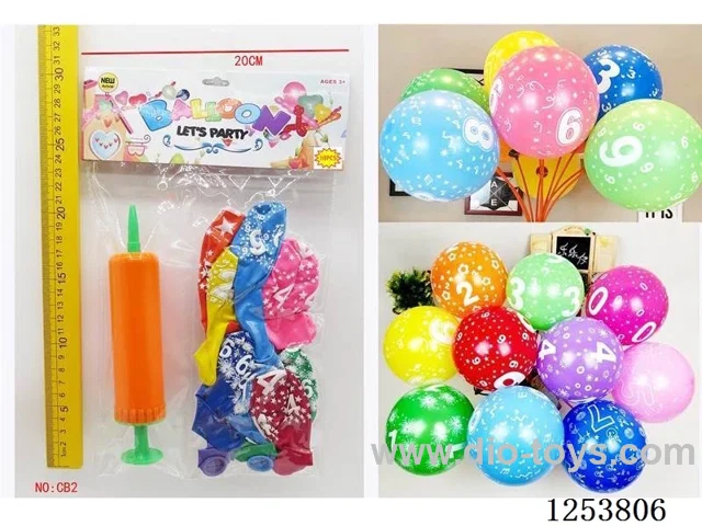 10 digital pattern balloons + 1 pump