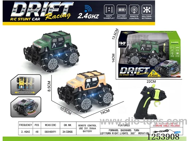 2.4G rc stunt car with light included battery
