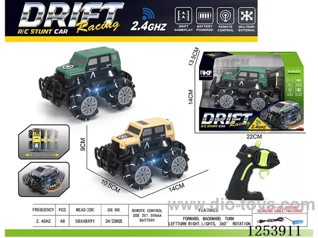 2.4G rc stunt car with light included battery