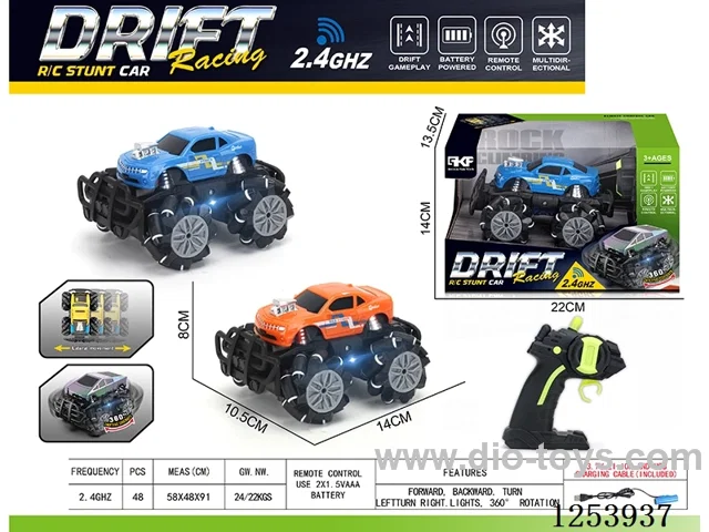 2.4G rc stunt car with light included battery