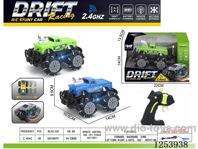 2.4G rc stunt car with light included battery