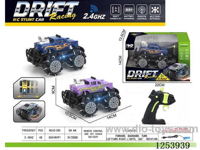 2.4G rc stunt car with light included battery