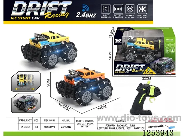 2.4G rc stunt car with light included battery